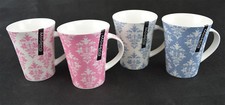 New Bone China Set of 4 Tea Coffee Mugs Home Office 2 assorted patterns
