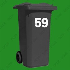 4x Wheelie Bin House Numbers, 0 - 9, Self Adhesive Water & Weatherproof Stickers