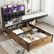 3ft Single Ottoman Bed Frame with Hydraulic Lift & RGB LED Storage Headboard