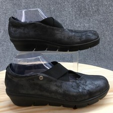 Wolky Shoes Womens 41 Cursa Casual Slip On Elastic Strap Mary Jane Black Leather