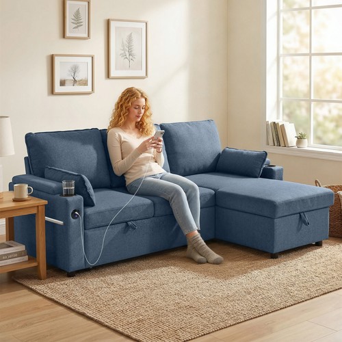 Homcom corner sofa bed - corner, l