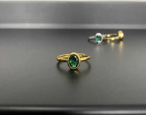 Gold emerald ring adjustable - gold,
