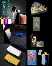 Electric Plasma Rechargeable Flameless Arc Lighter USB Double Touch Sensor New