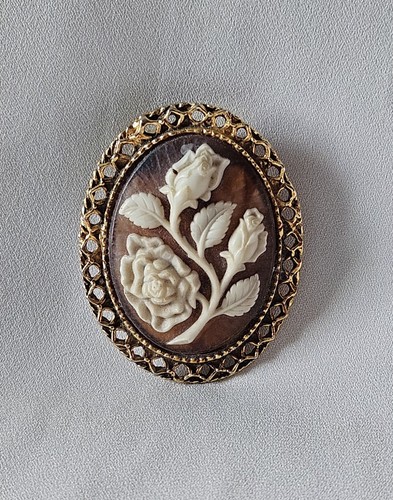 Vintage floral cameo - vintage,
