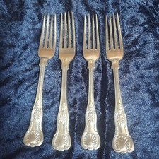 Mappin & Webb Dessert Forks Antique Kings Pattern silver plated Set Of 4 7"