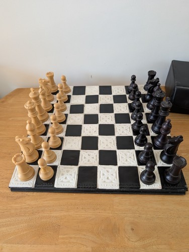 Vintage hand made tile chess - vintage,