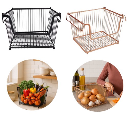 Stackable wire storage baskets - stackable,