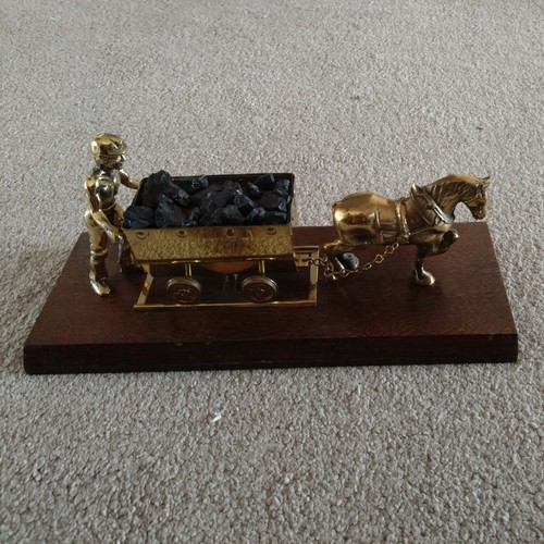Vintage brass coal - coal, horse