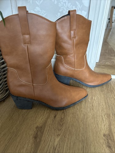 Ladies brown midcalf cowboy - brown,