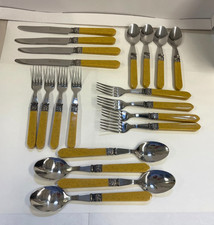 Sabatier Gold CANNES Flatware Set Modern Bakelite Style 20 Pc Set for 4 persons
