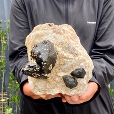 3.9LBNatural Black Tourmaline Quartz Crystal Stone Gem Original Mineral Specimen