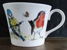 Roy Kirkham Large Breakfast  Laura Cup 'Garden Birds'  Fine Bone China NEW