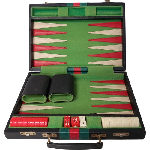 Vintage backgammon set green - backgammon,
