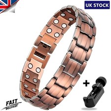 Mens PURE COPPER Bracelet Magnetic Healing Therapy Arthritis Pain Relief Bangle