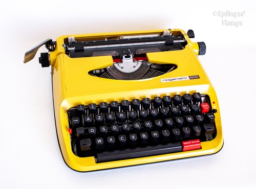 Yellow vintage typewriter - yellow,