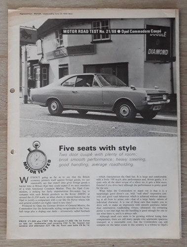 Opel commodore coupe road test - commodore,