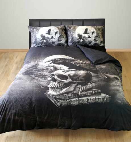 Black poe raven duvet cover - raven,