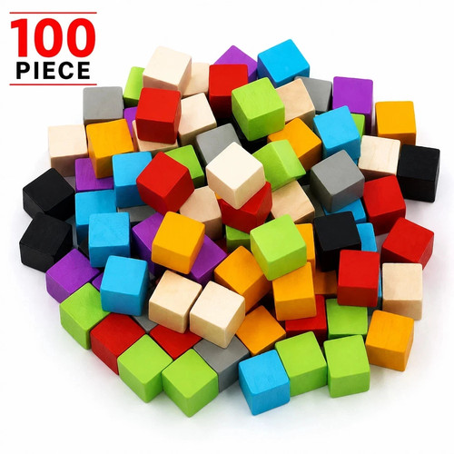 100 wooden cube blocks - 100,