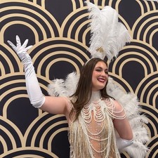 Ostrich Feather Drab Rio Showgirl Costume Headdress