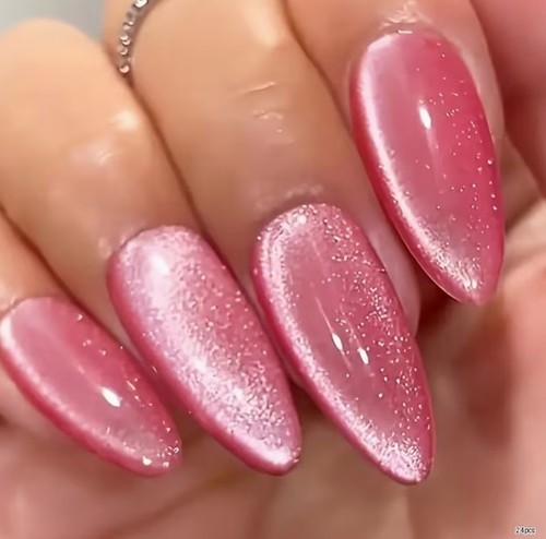 24pcs fake nails with dazzling - 24pcs,