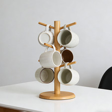 Wooden 6 Cup Mug Tree Kitchen