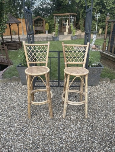 Pair vintage bamboo wicker - bamboo,