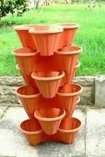 6* TERRACOTA Trio Pot Stacking Strawberry Herb Flower Planter Stackable 