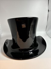 Vintage Beautiful Blenko Black Ebony Glass Top Hat Wine Cooler Ice Bucket Vase