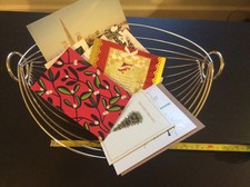 SCANDINAVIAN DESIGN  substantial Chrome Metal Fruit Basket Holder 