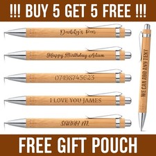 Personalised Engraved Bamboo Pen, Natural Wooden Handwriting Pen, Special Gift