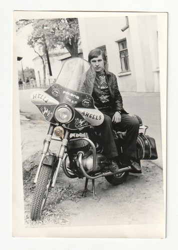 Vintage photo soviet biker - photo,