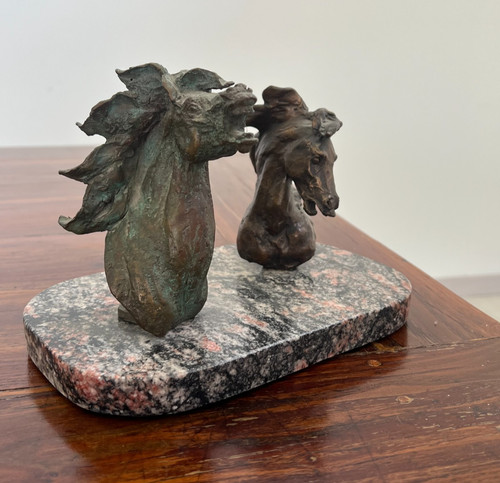 Pair bronze sculptures - of,
