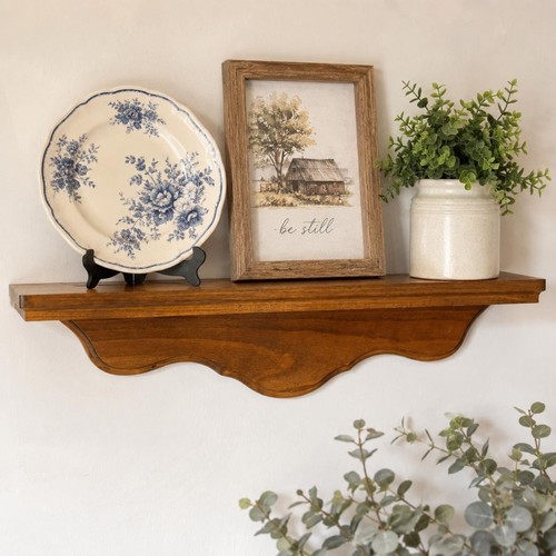 Vtg wood wall shelf plate - vtg,