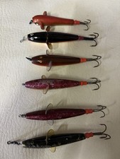6 Vintage Trout Devon Minnows / Vintage Lures With Wire Traces - Nice Old Ones