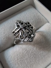 Sterling 925 Size 6 Ring Templar Irish Celtic Style Hand Casted Hammered