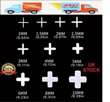 White Tiling Tile Spacers Crosses 10 Sizes: 1 1.5 2 2.5 3 4 5 6 8 or 10mm +