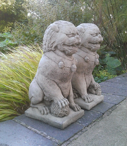 Stone garden pair foo dog - pair,
