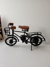 VINTAGE Metal & Wood BIKE SCULPTURE Wood Seat & Handles Chain Works