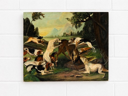 Vintage french oil painting - vintage,