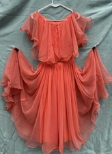 Vintage Coral Dress w/ Full