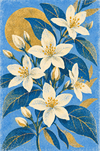 Jasmine flower risograph - 40.,