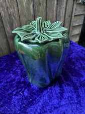 Vintage Kitsch McCoy 157 USA Green Bell Pepper Pottery Ceramic Cookie Jar