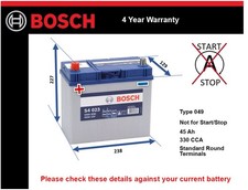 Battery fits RILEY KESTREL 1.1 1.3 65 to 69 Bosch 049 330A 45Ah 4Yr Warranty New