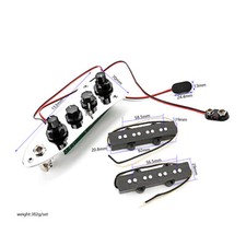 4 String Open Alnico 5 Jazz JB Bass Pickup Bridge Loaded Wired Control Plate Set