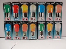 2 x 15watt Coloured Pygmy Sign Light Bulbs BC or SES