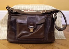 Orla Kiely large brown leather shoulder bag with dust cover