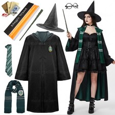 Harry Potter Draco Malfoy Slytherin Robe Cloak Tie LED Magic Wand Scarf Costume