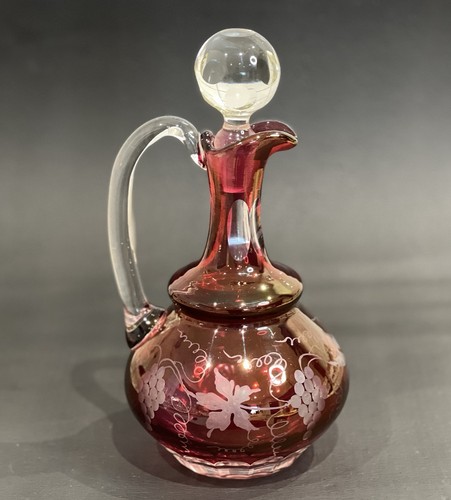 Victorian cut glass cranberry - cut,