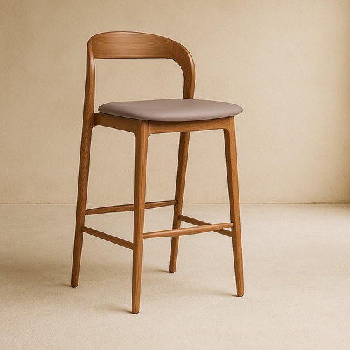 Grey leather bar stool - pu,