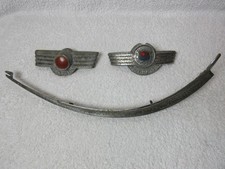 Vintage Morris Oxford MO Chrome Bonnet and Boot Badges with Bonnet Seam strip.